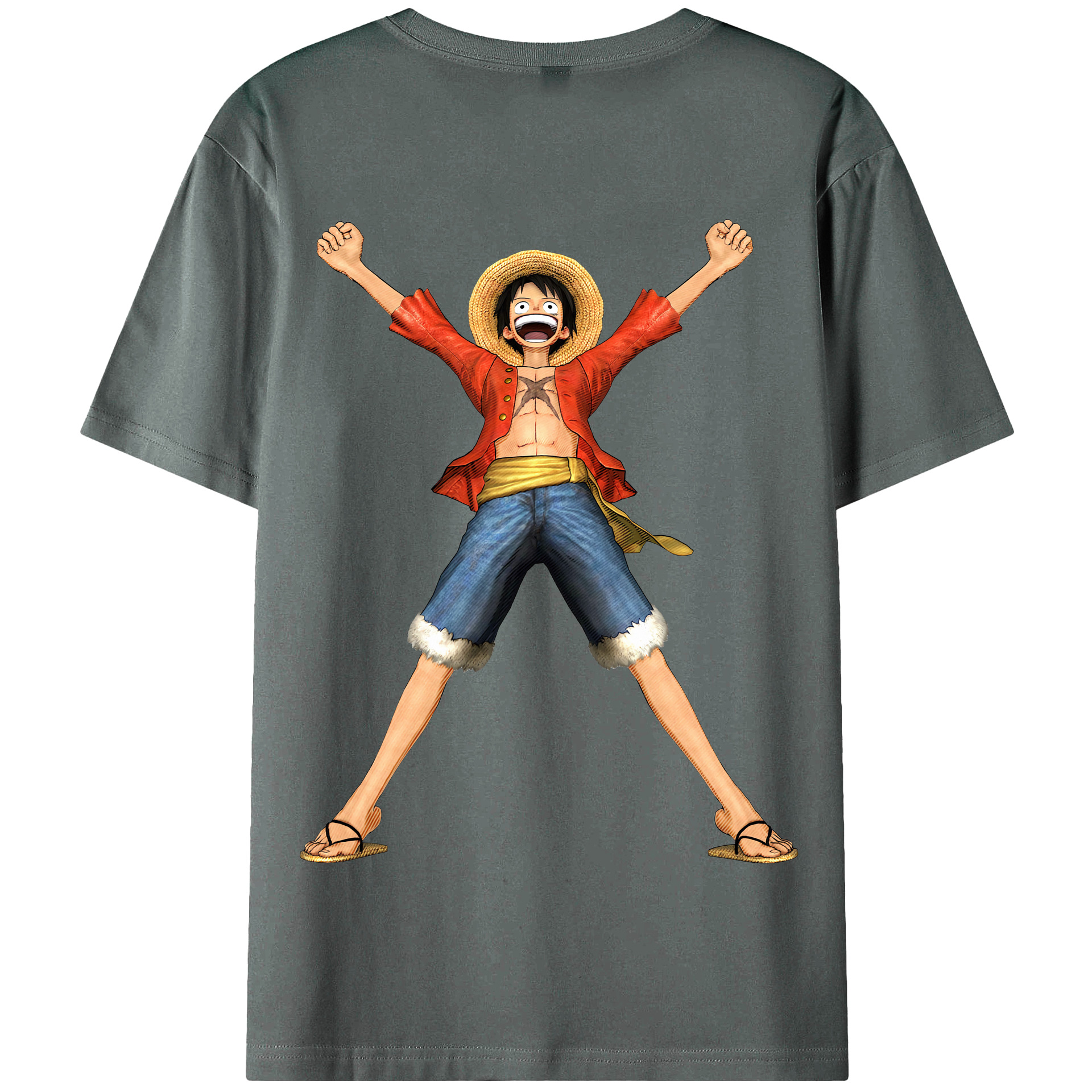 ワンピース モンキー・D・ルフィ ONE PIECE Monkey D. Luffy 綿100％半袖Tシャツ（背面プリント）